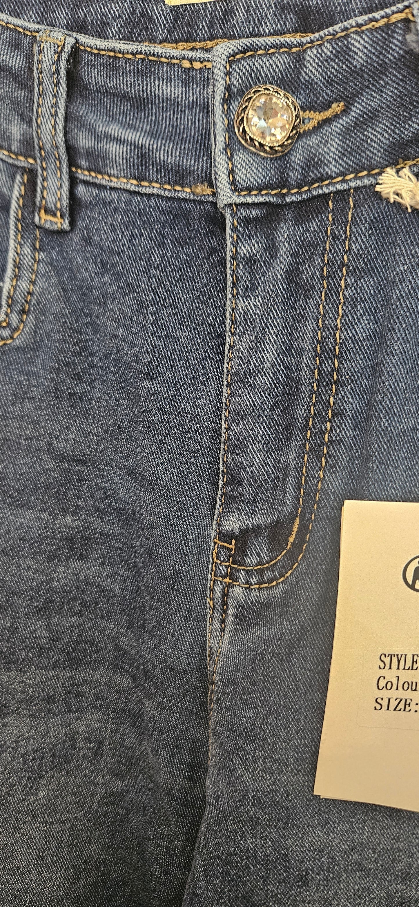 karostar wide leg bleu bouton bijou NK626