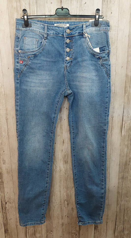 Karostar bleu jean clair K2557 boutons bijoux