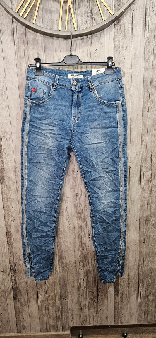 Karostar bleu clair droit galon denim K2507