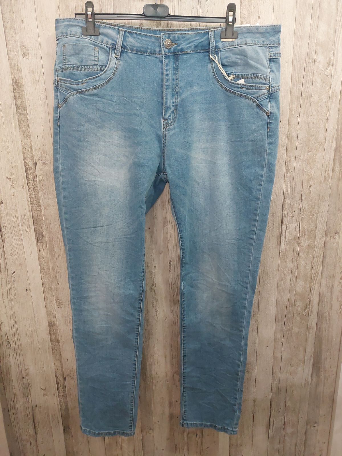 Karostar jean bleu denim zip K8827