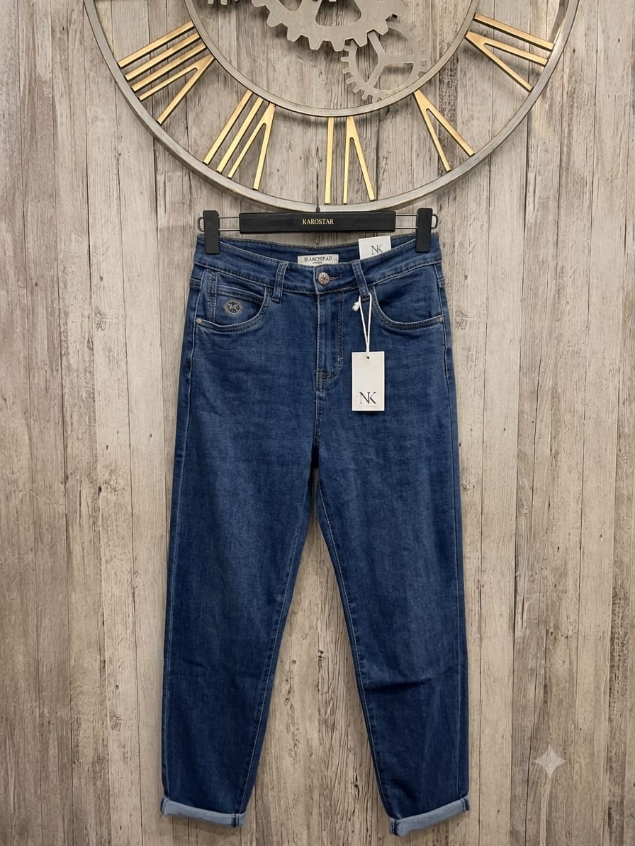 Karostar jean mom bleu foncé NKM685momfit