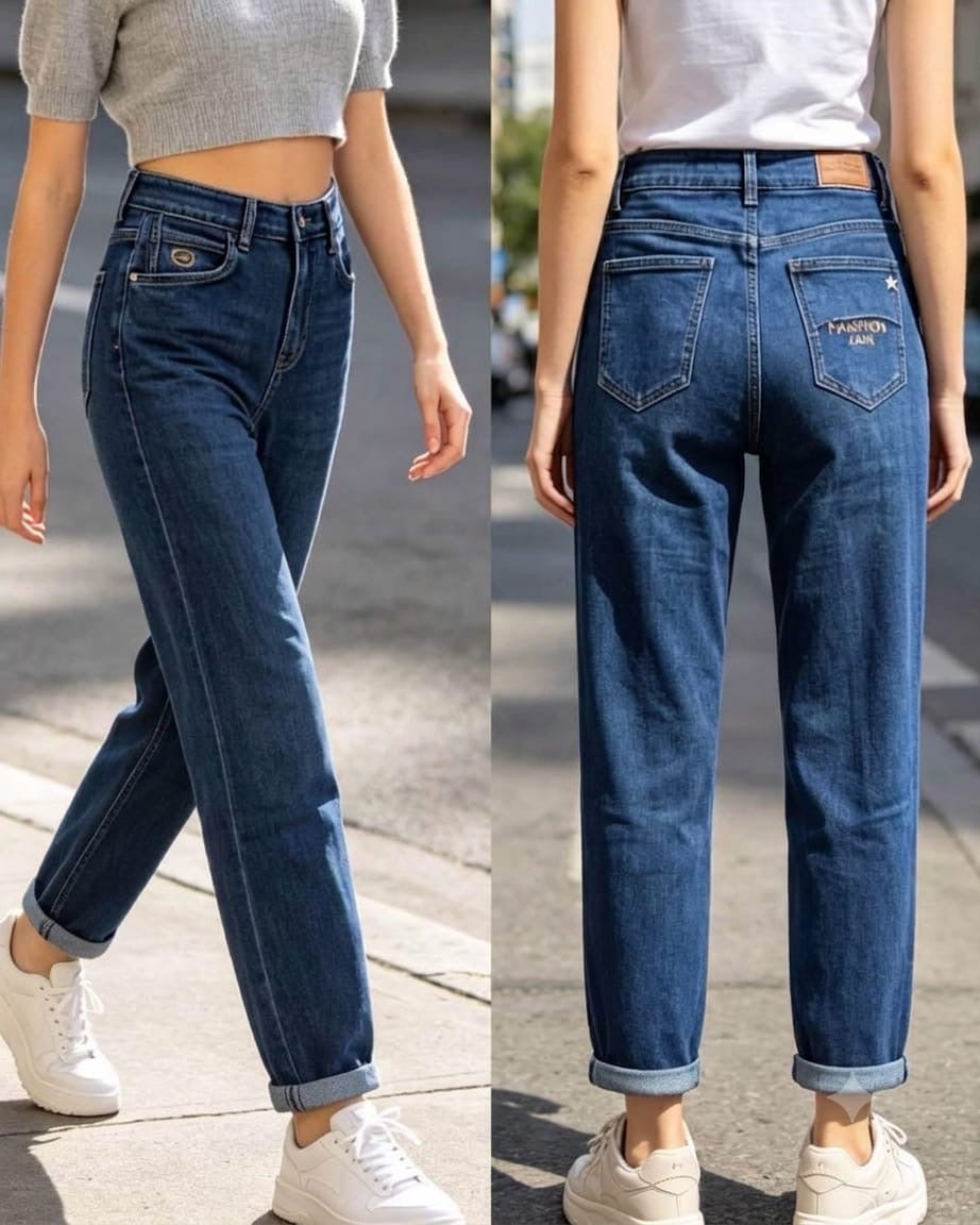 Karostar jean mom bleu foncé NKM685momfit