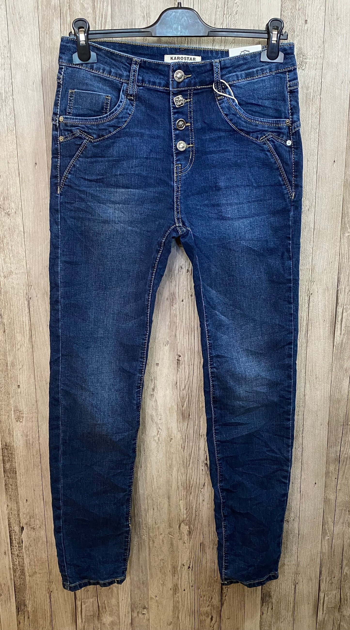 Karostar bleu brut bouton perle KM8943