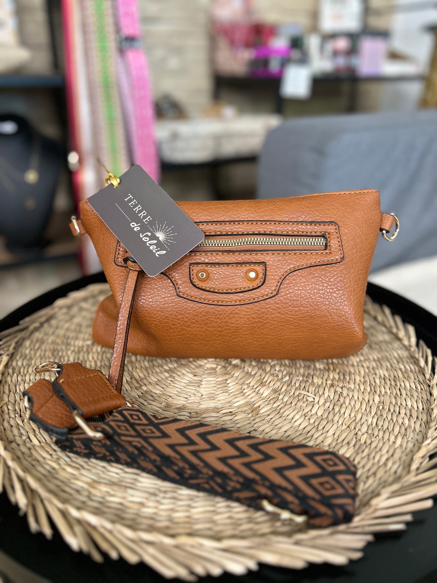 Sac pochette camel