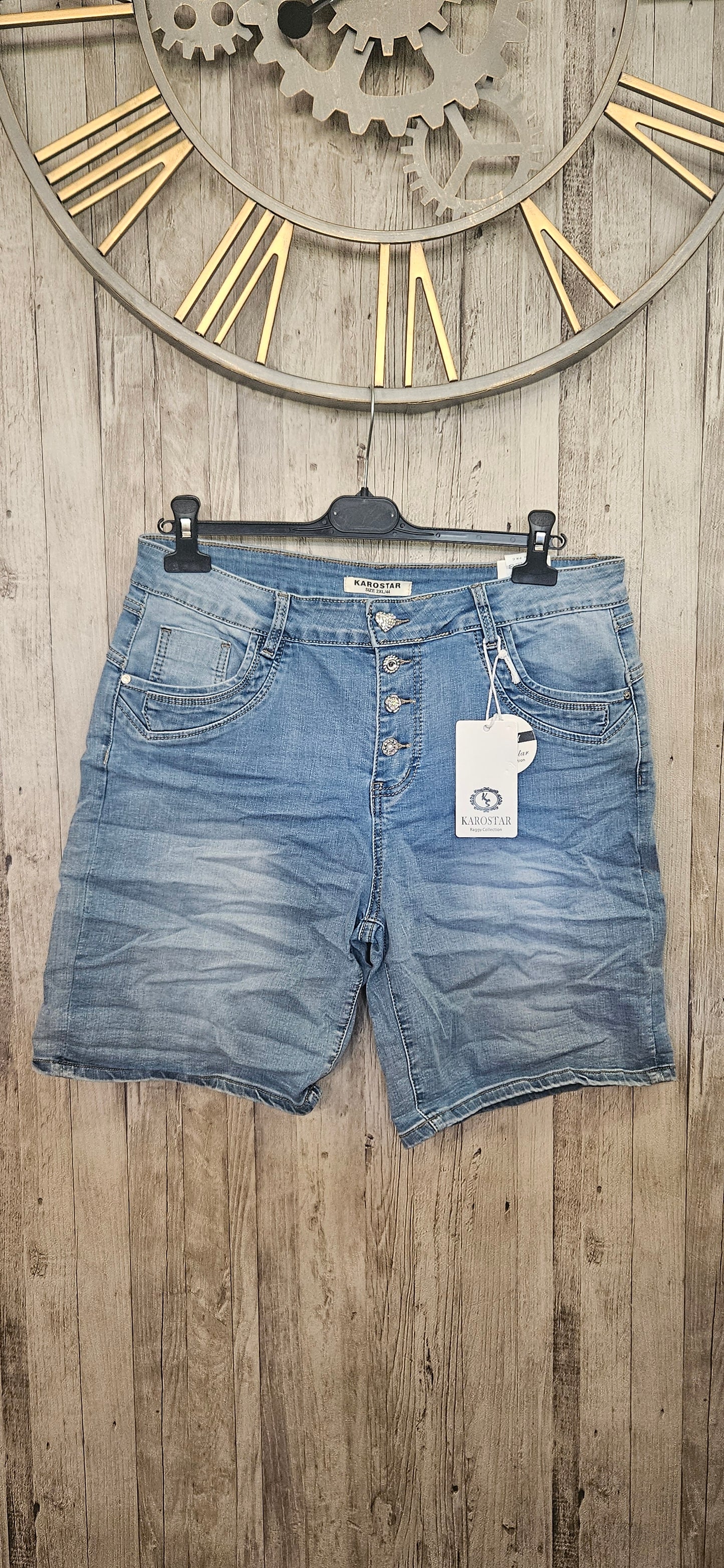 SHORT Karostar bleu bouton bijoux KSM2599
